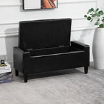 Pu Leather Storage Bench, Wooden Frame | Black