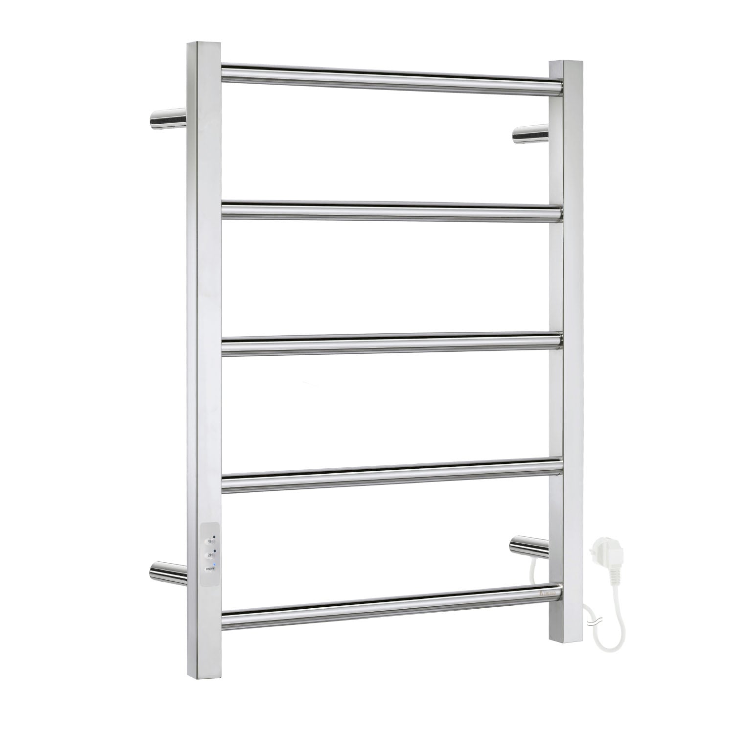 Heated Rail Towel Warmer Bathroom Radiator Drying Rack | Polished Stainless Steel