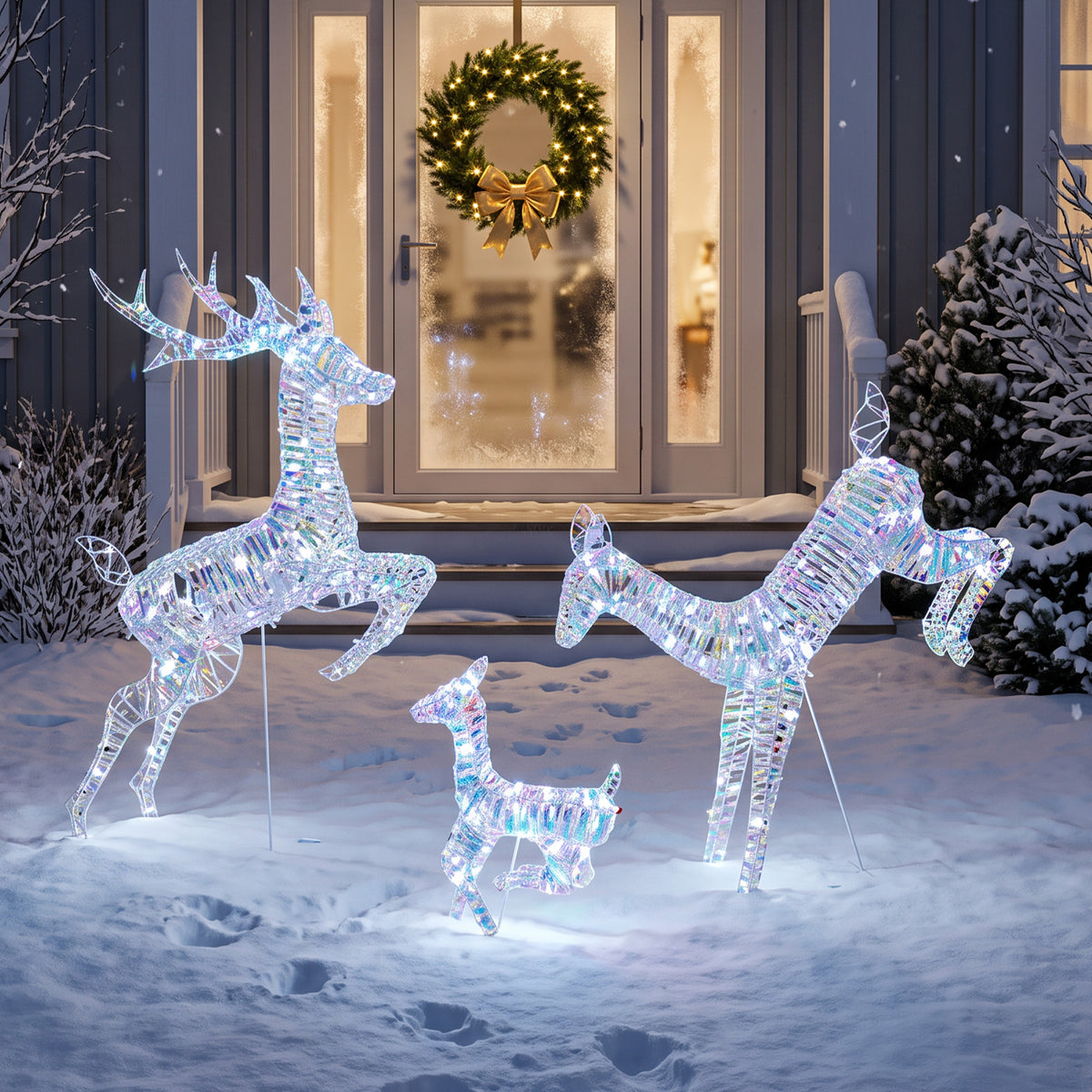Outsunny 3-piece Christmas Lighted Reindeer Family Set For Outdoor