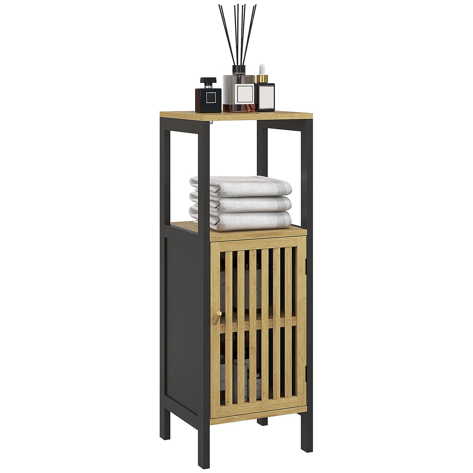 Bathroom Floor Cabinet Bamboo With Adjustable Shelf