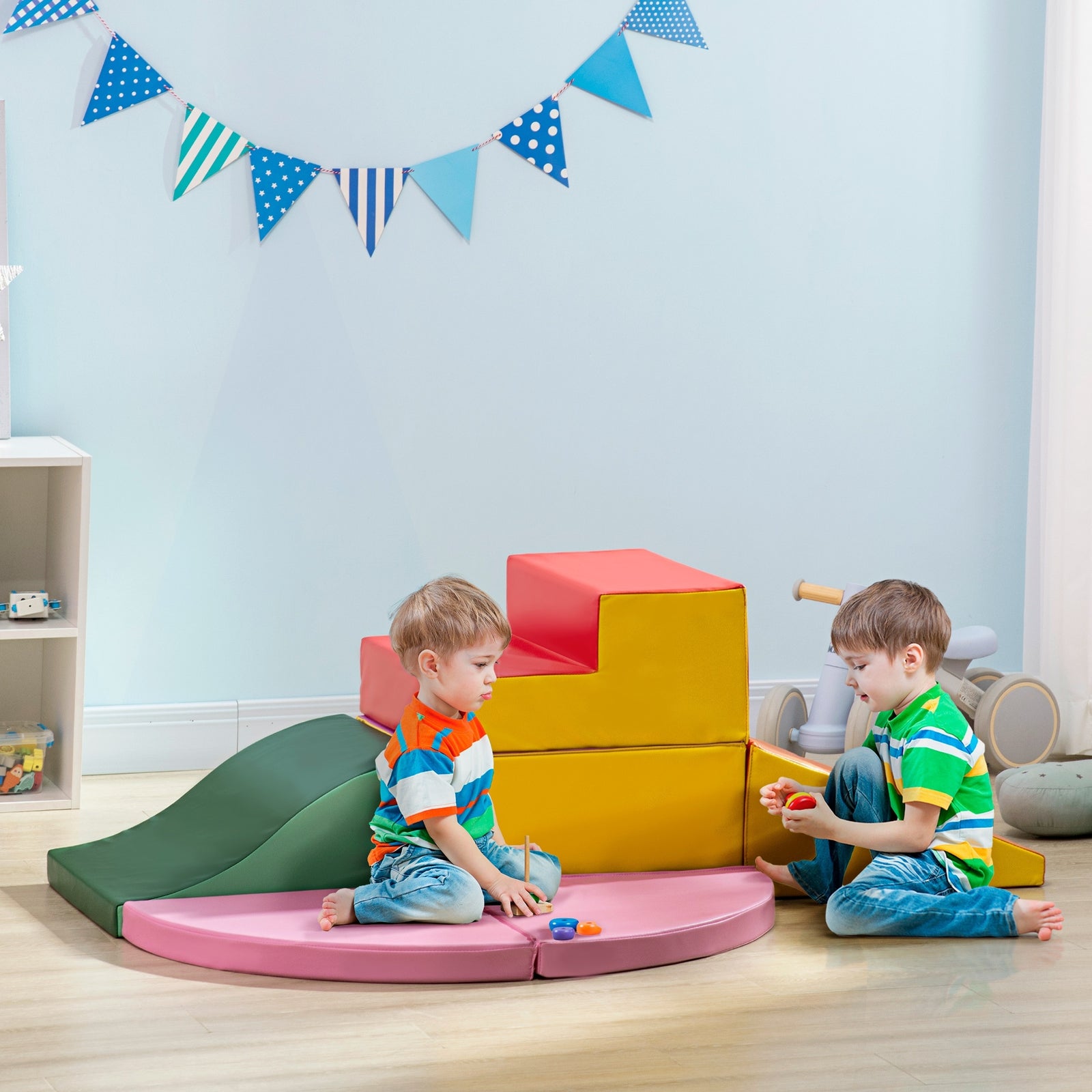6 Piece Soft Play Equipment For Kids Climb And Crawl | Red