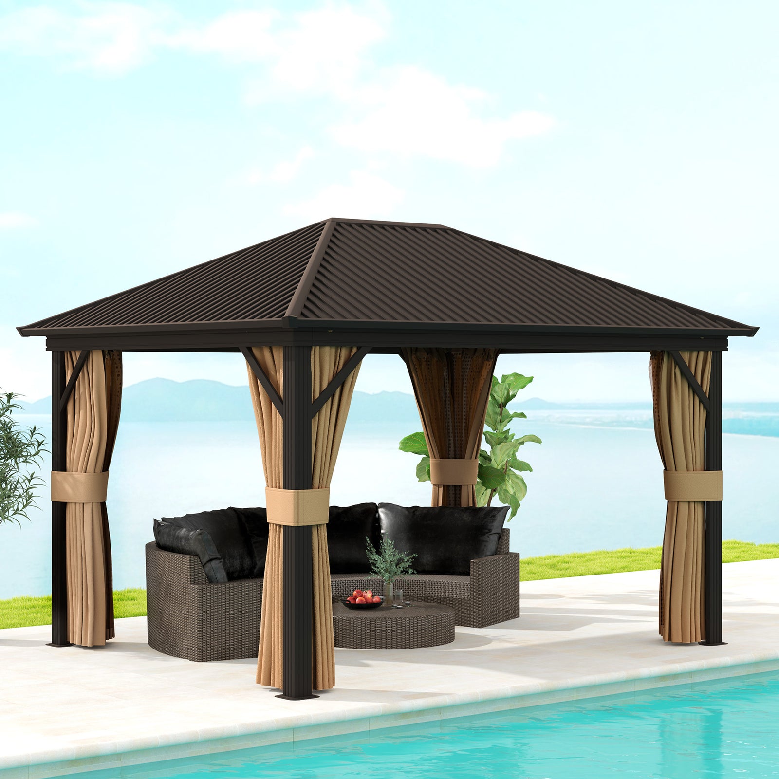 3x3.6m Outdoor Hardtop Gazebo With Aluminium Frame