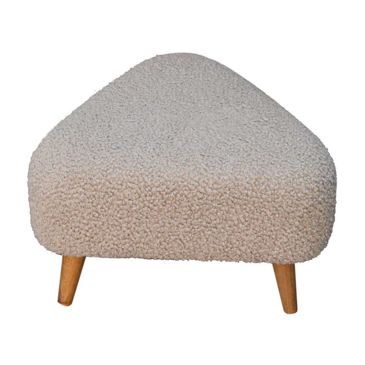 Solid Mango Wood Mud Boucle Triangle Footstool