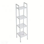4-tier Freestanding Metal Ladder Shelf With Mesh Shelves | White