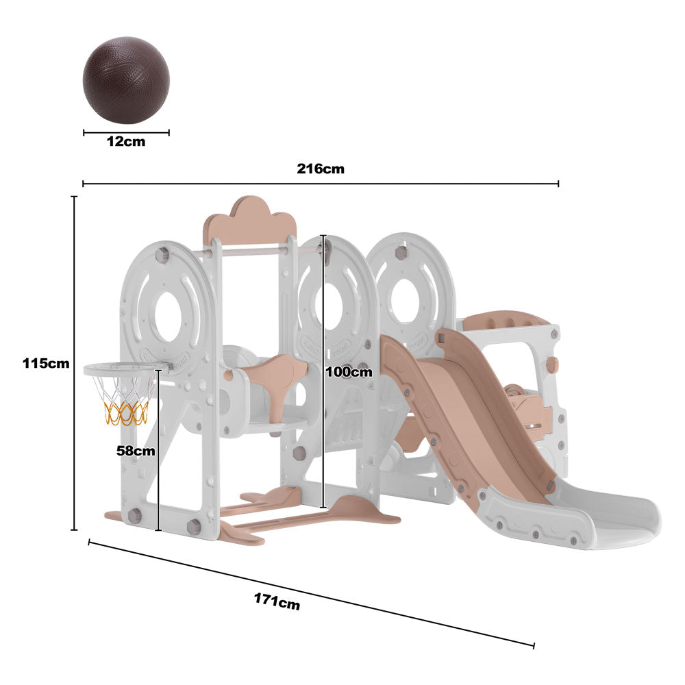 3-in-1 Toddler Slide, Swing, And Climber Playset With Toy Storage Indoor Playground Set For Kids Ages 1-4 | Beige