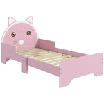 Toddler Bed Frame Cat Design Bed With Guardrails 143l X 74w X 72hcm - Pink | Pink