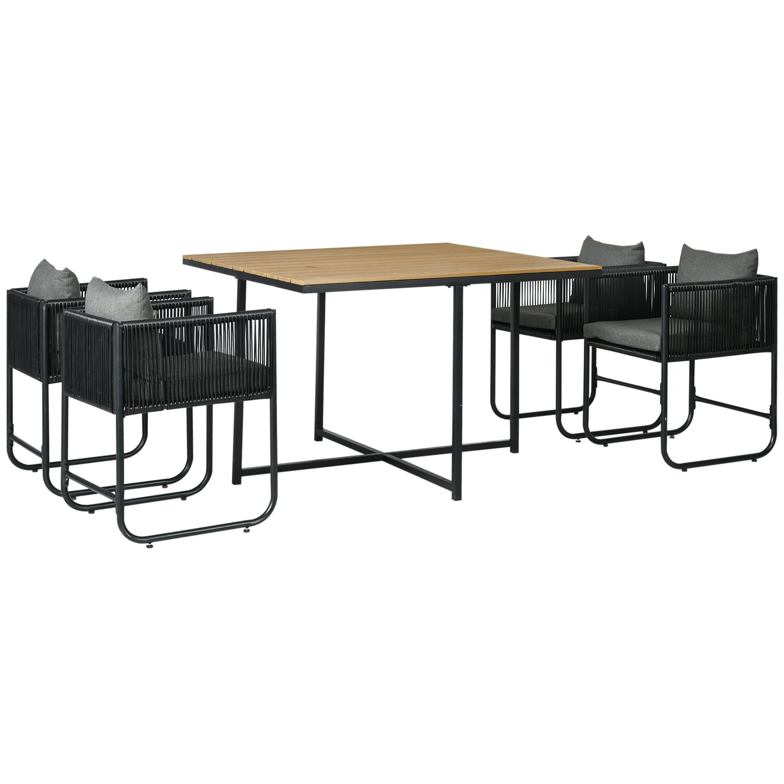 5-pc Rattan Dining Set Cube Space-saving