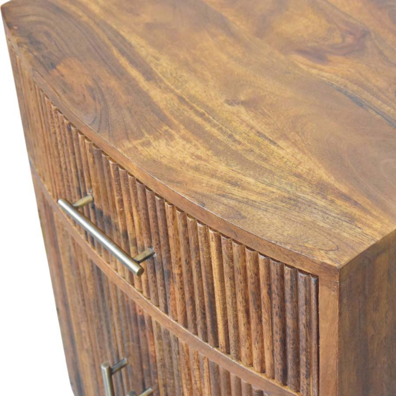 Artisan Furniture Solid Wood,  Curved Ribbed Bedside With Drawer