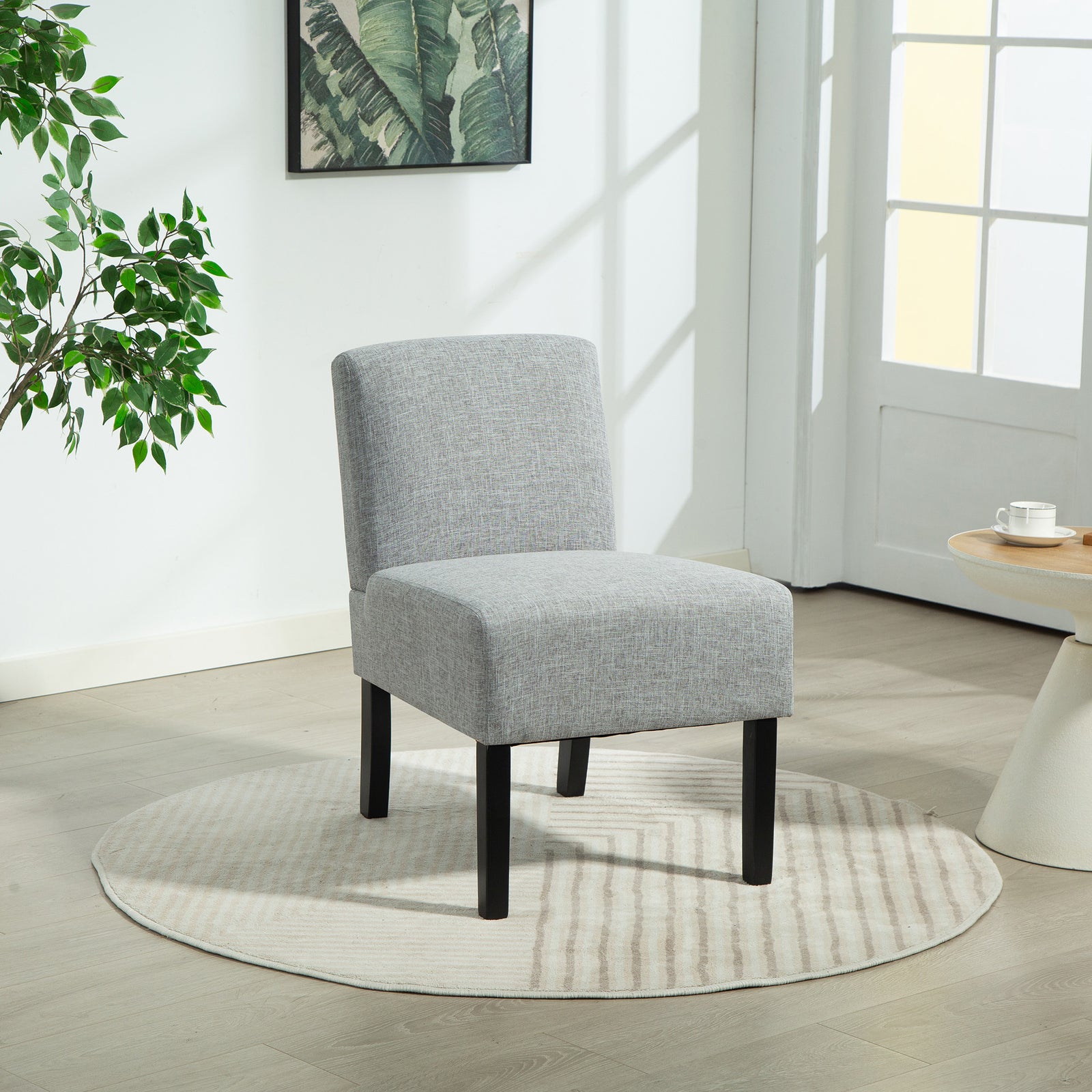 Elara Fabric Armless Accent Chair | Light Grey