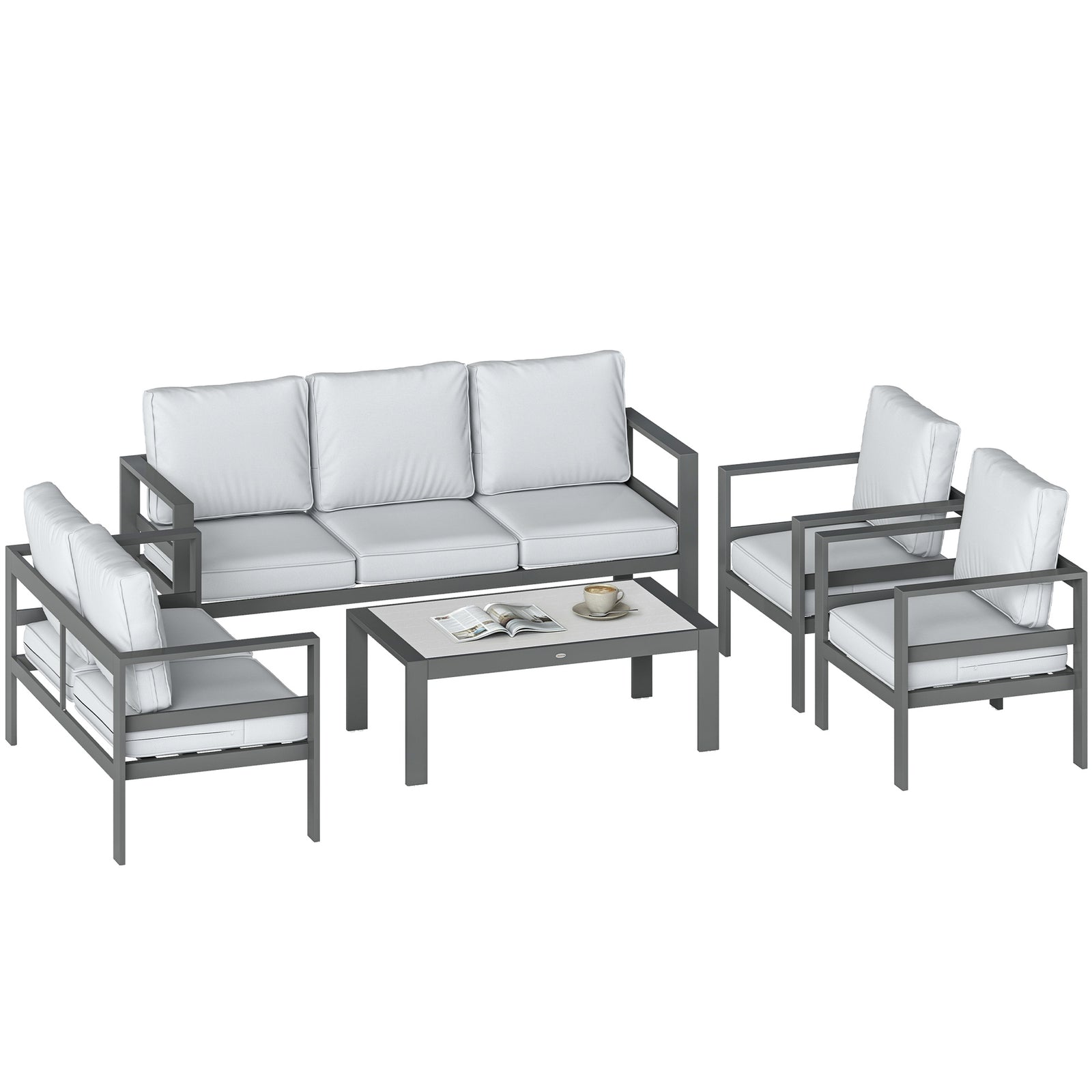 Aluminium Garden Furniture Sofa Set With Olefin Cushions | Dark Grey