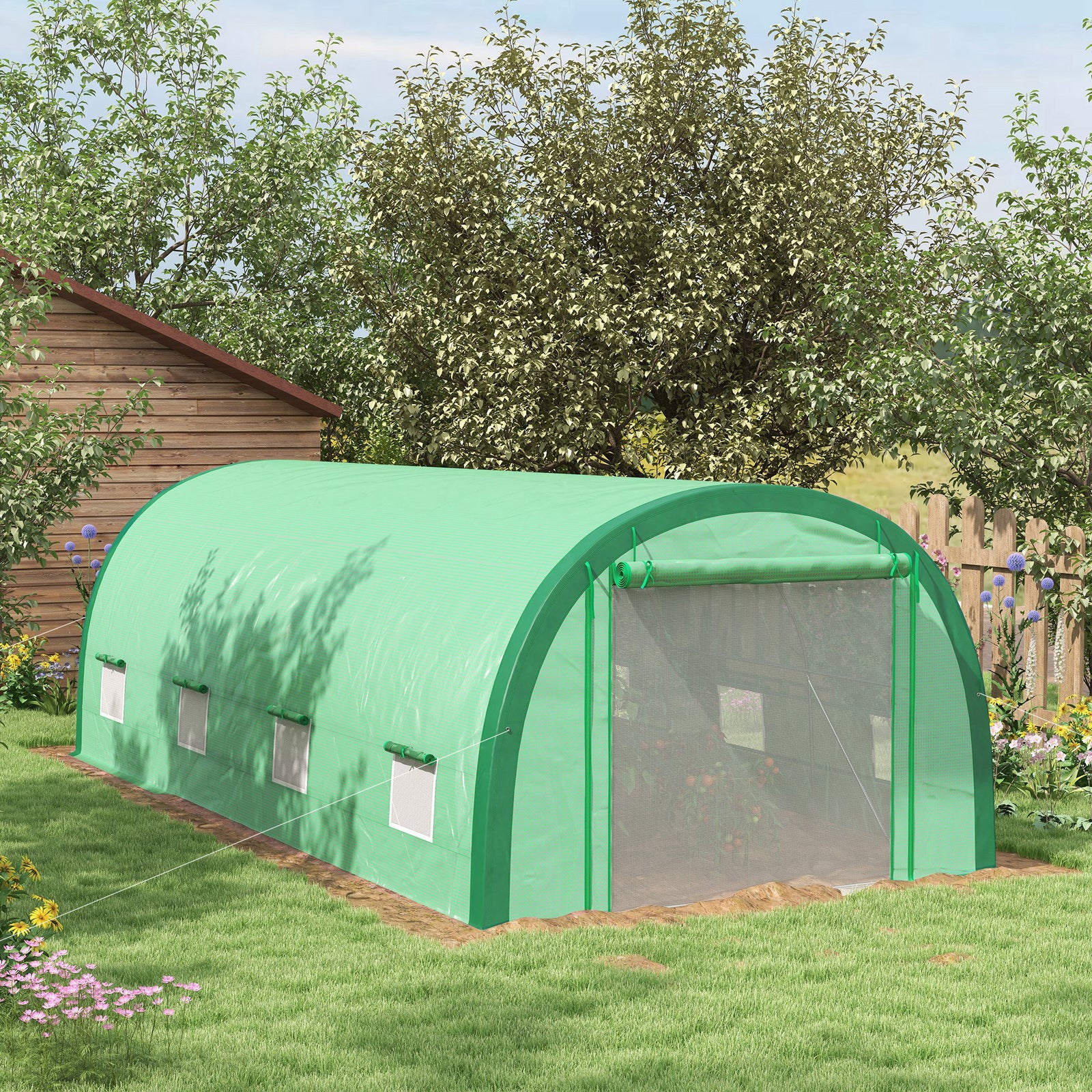Walk-in Tunnel Greenhouse Upgraded Mesh Door & Windows