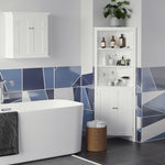Corner Bathroom Cabinet, Double Doors Adjustable Shelves