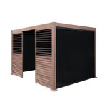 Wood Effect Aluminium Pergola With Blinds & 2 Louvre Panels | 3m x 3m | Brown