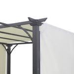 3m*3m*2.4m H Outdoor Pergola With Retractable & Pa-coated Polyester Canopy,heavy-duty Metal Frame Patio Gazebo For Backyard Or Garden
