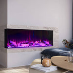 50/60inch 3-sided Recessed Smart Electric Fireplace With Wifi App Control, 12 Flame Colours, Adjustable Flame Sound, 900w/1800w Heater，weekly Timer Function | Large