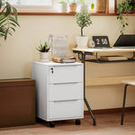 Modern 3-drawer Locking File Cabinet Mobile Filing Cabinet | White