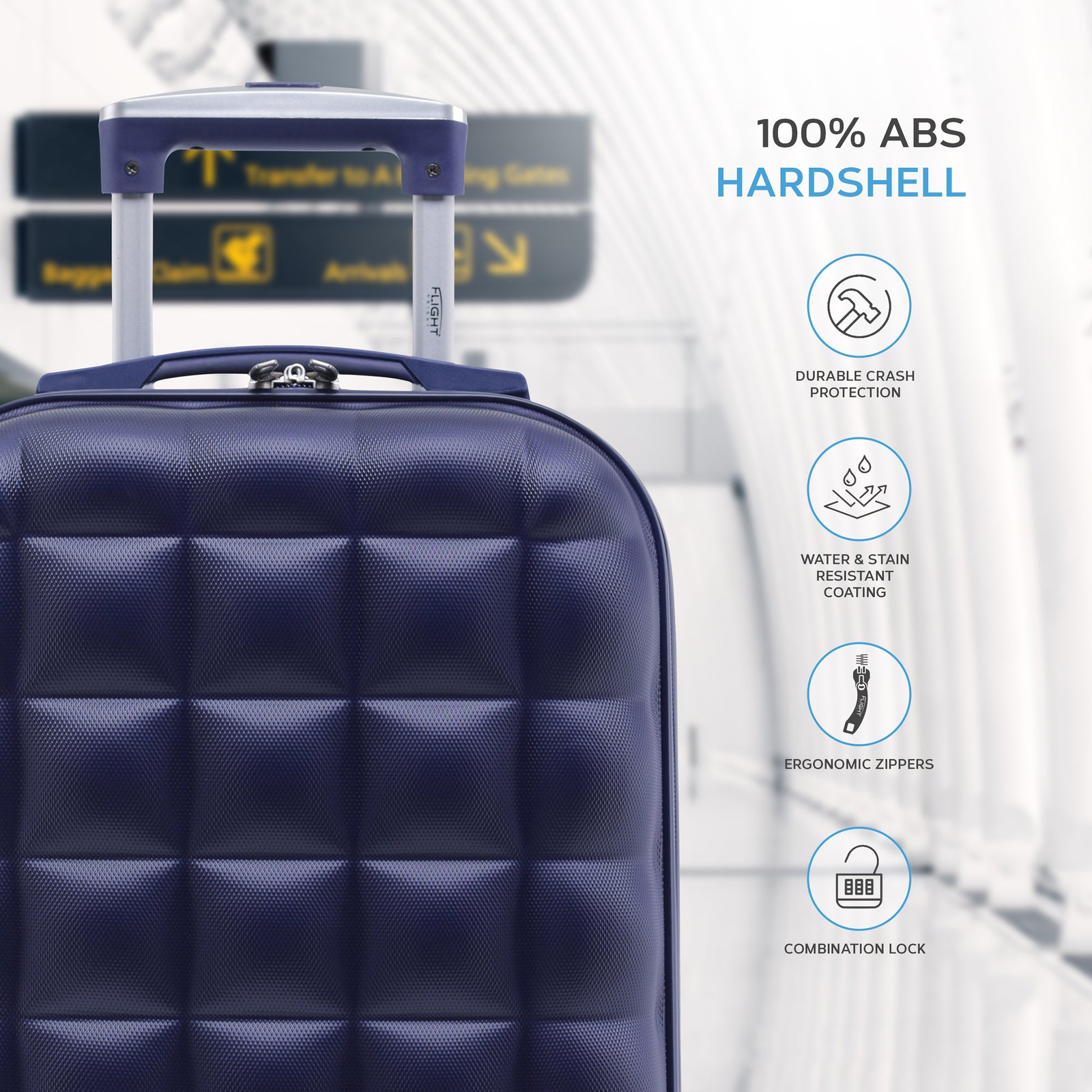 55x35x20cm Hard Case Bubble Carry On Suitcase - 100+ Airline Approved | Cabin | Navy Blue
