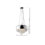 Luna Pendant 40cm 3xe14 Designer Light Crafted From A Chrome Fitting And Glass Shades With Suspended Crystals