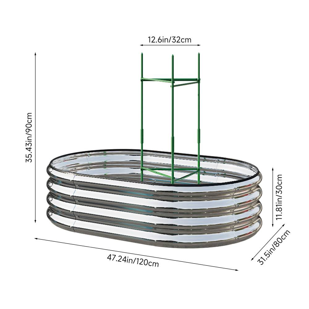 Galvanized Metal Raised Garden Bed – Elevated Planter Box With Safety Edging, Silver, 120cm/160cm W X 80cm D X 30cm H | Small | Silver