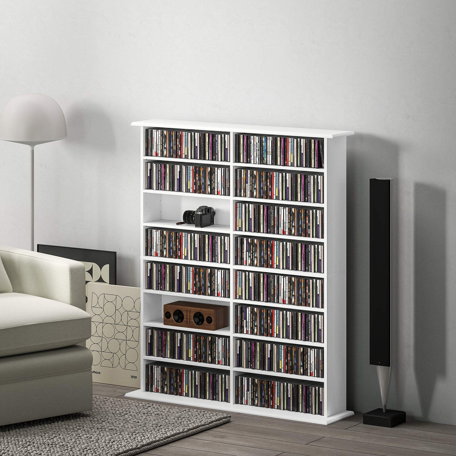 Cd Storage Unit Dvd Tower Blu-ray Storage Shelf For Office | Large | White