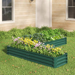 L-shaped Galvanized Steel Raised Garden Bed Raised Planter Box | Dark Green