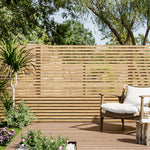 180cm W X 150cm H Garden Privacy Wooden Fence Panel, Solid Pine Slatted Outdoor Fence With Water-based Finish