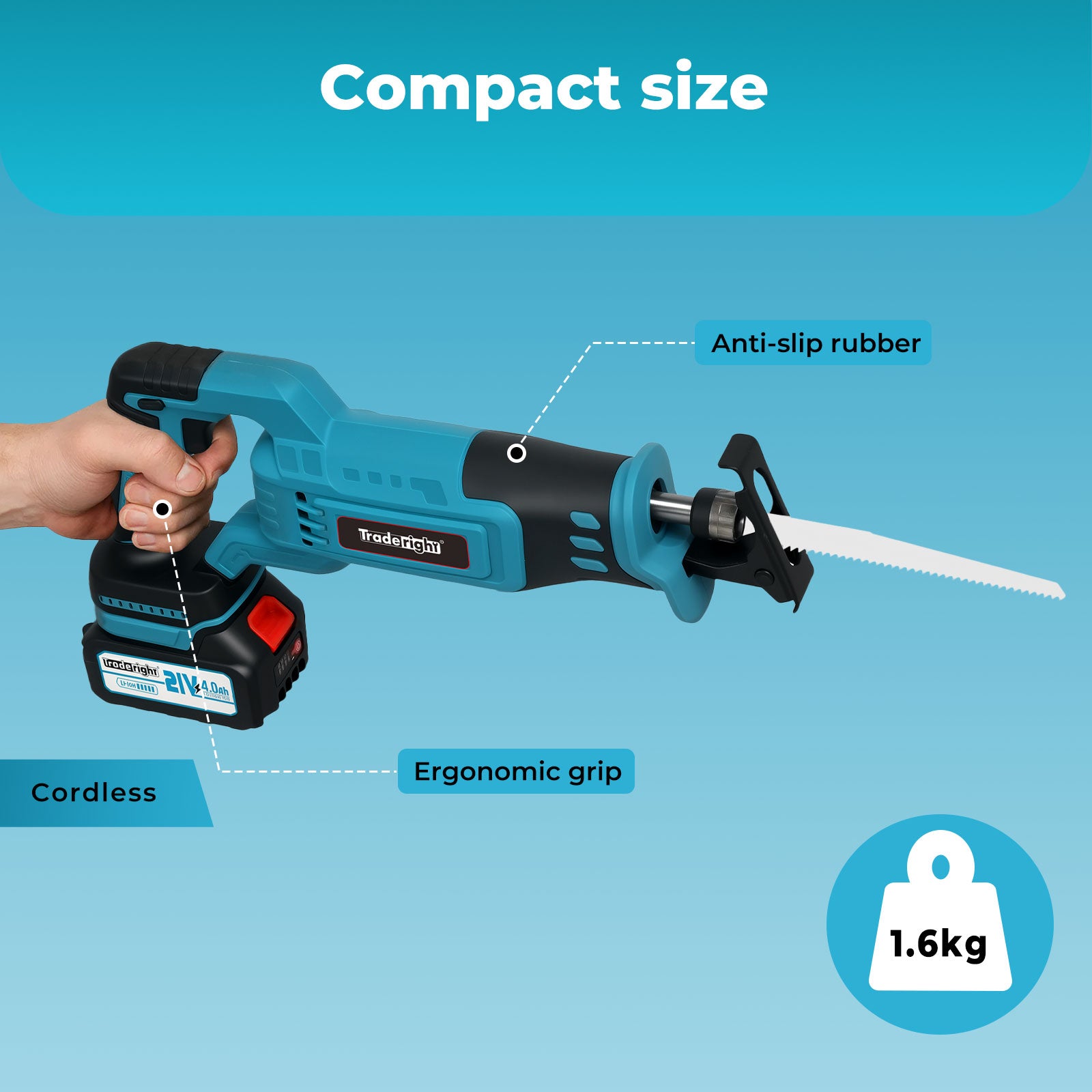 Cordless Reciprocating Saw Set For Wood Metal 2 Battery Safety Goggle | Blue