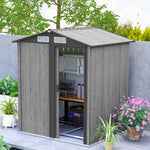 5x4ft Metal Garden Shed, Grey Wood