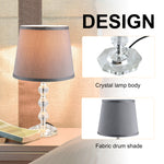 Crystallite Table Lamp W/ Fabric Lampshade Switch Beautiful