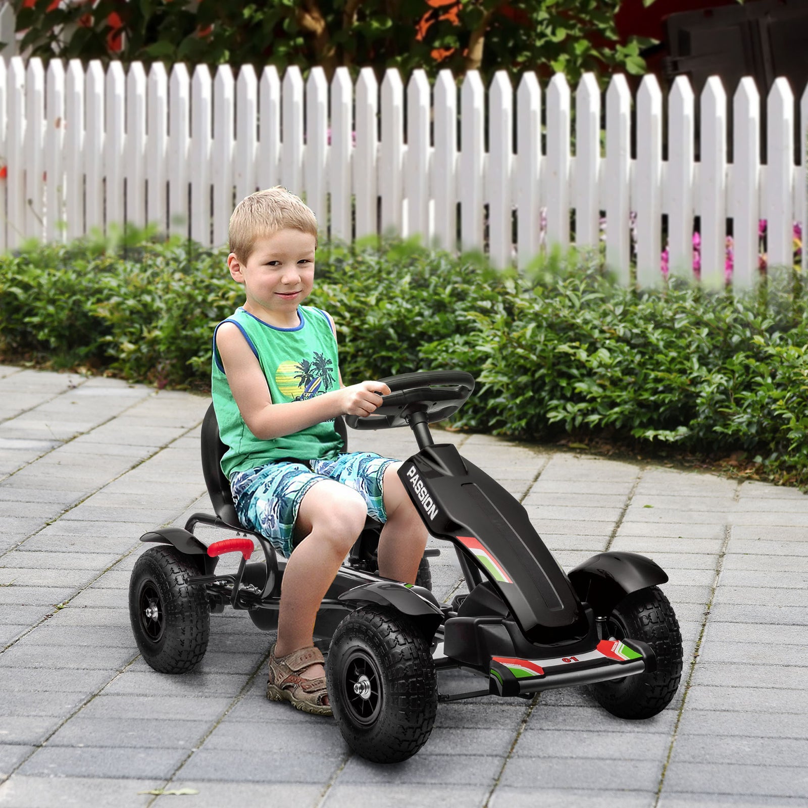Pedal Go Kart W/inflatable Tyres, Handbrake | Black