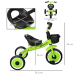 Trike W/ Adjustable Seat Basket, Kids Tricycle For 2-5 Years Old | Green