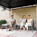 3 Piece Rattan Garden Furniture Set With Cushions | Dark Grey