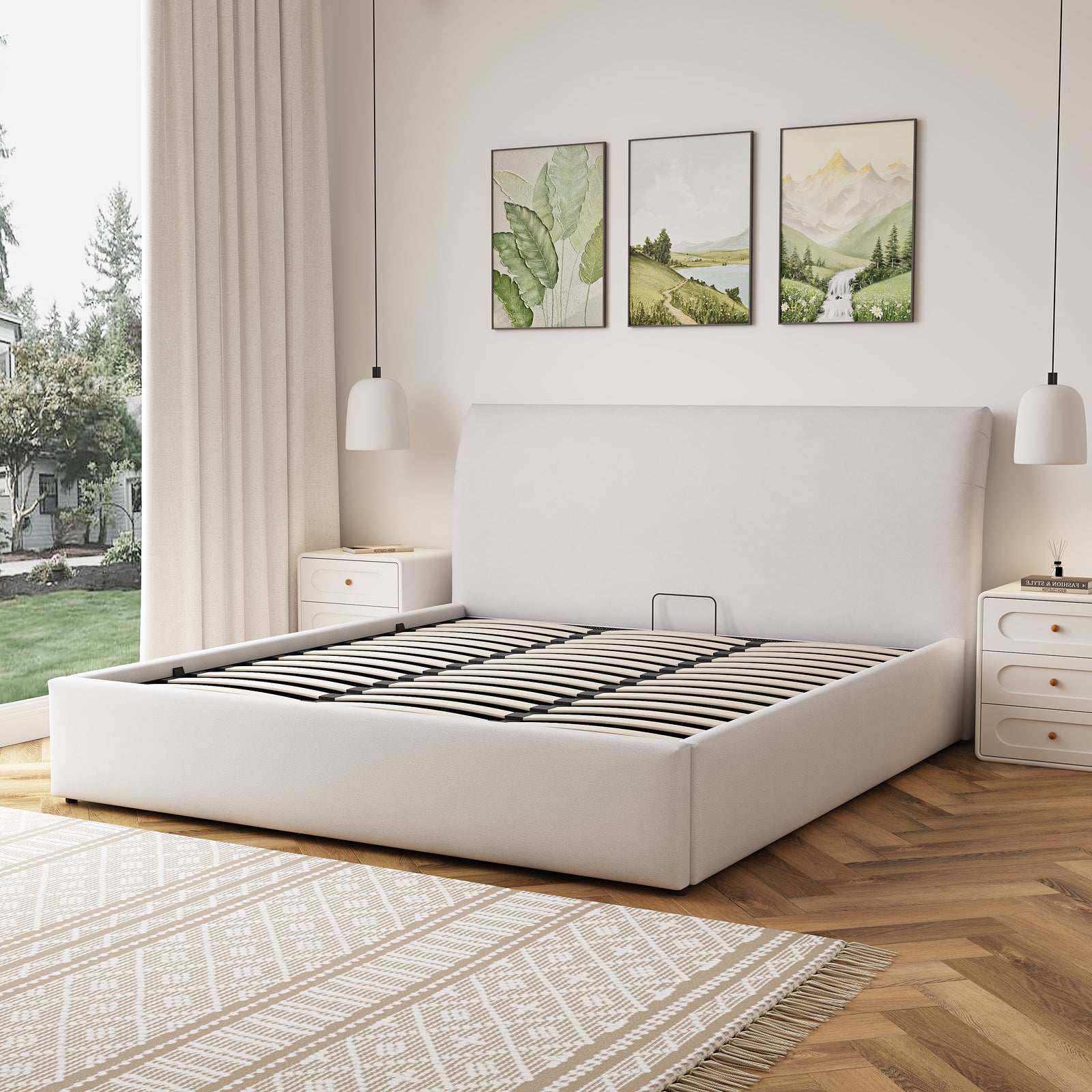 Bethany Fabric Ottoman Bed Frame | Super King | Beige