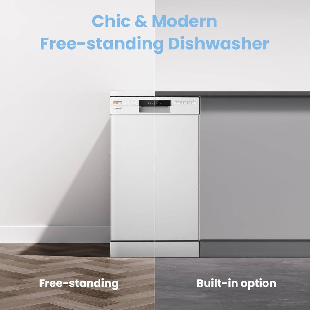 White Freestanding Dishwasher With 10 Place Settings & 6 Washing Programs