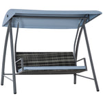 3 Seater Rattan Swing Chair With Adjustable Canopy & Cushion