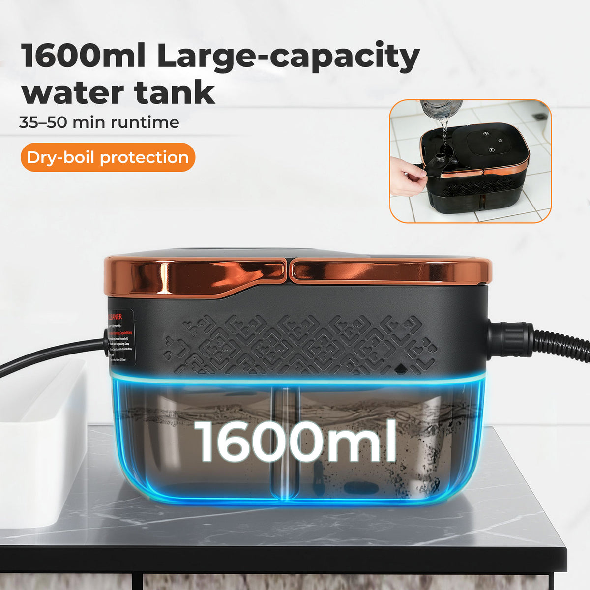 Steam Cleaner Portable Multipurpose Steamer With Tools 6 Level 1600ml | Gold