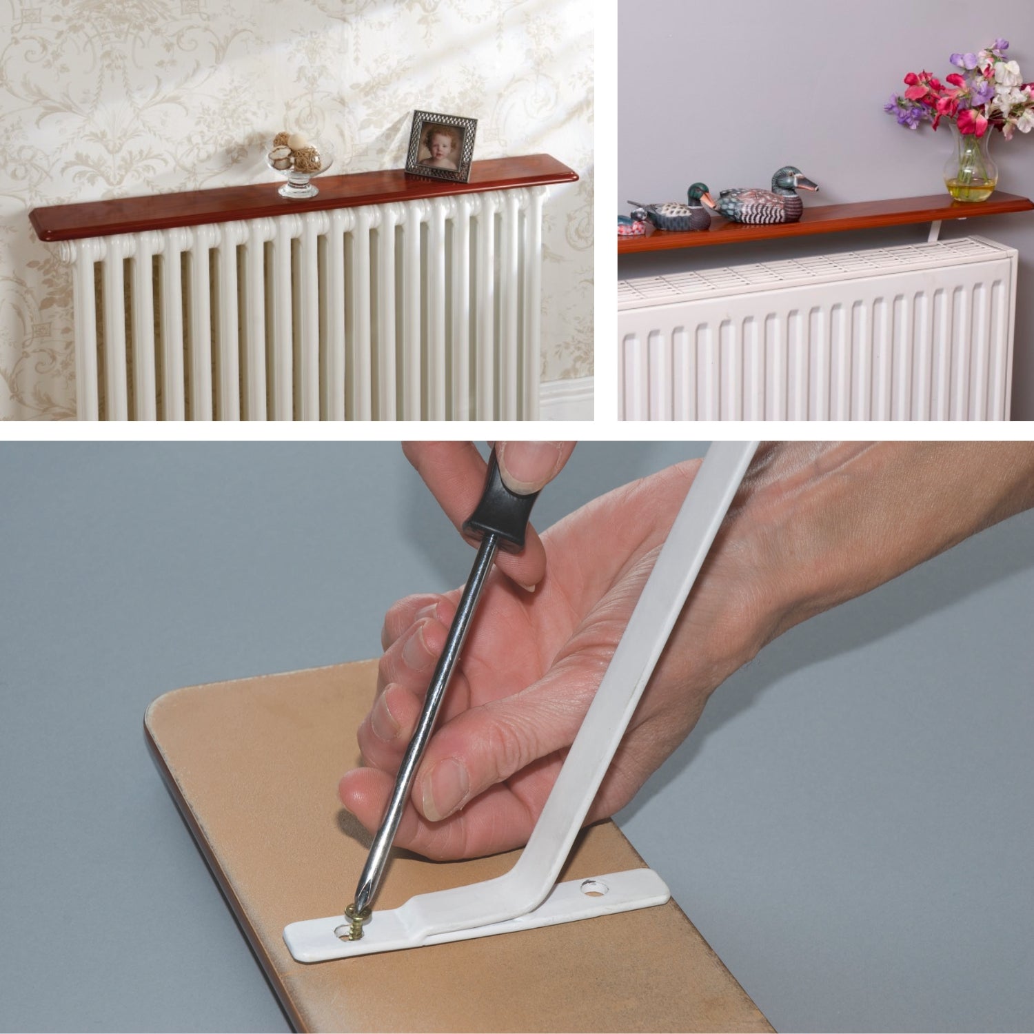 Radiator Shelf 36" (91cm) Oak Finish, Heat Reflecting  No Drilling Needed
