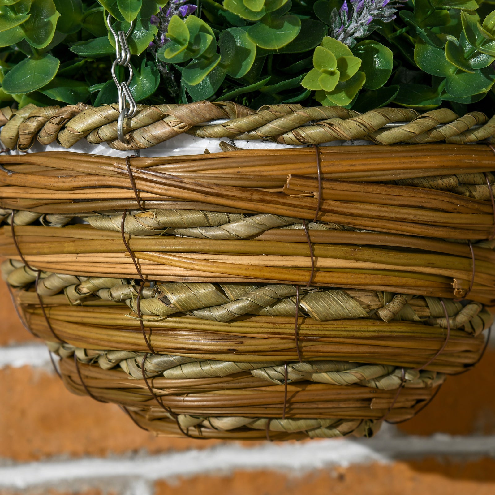 2 Pcs 34cm Artificial Lisianthus Flower Hanging Basket | Set-of-2 | Purple
