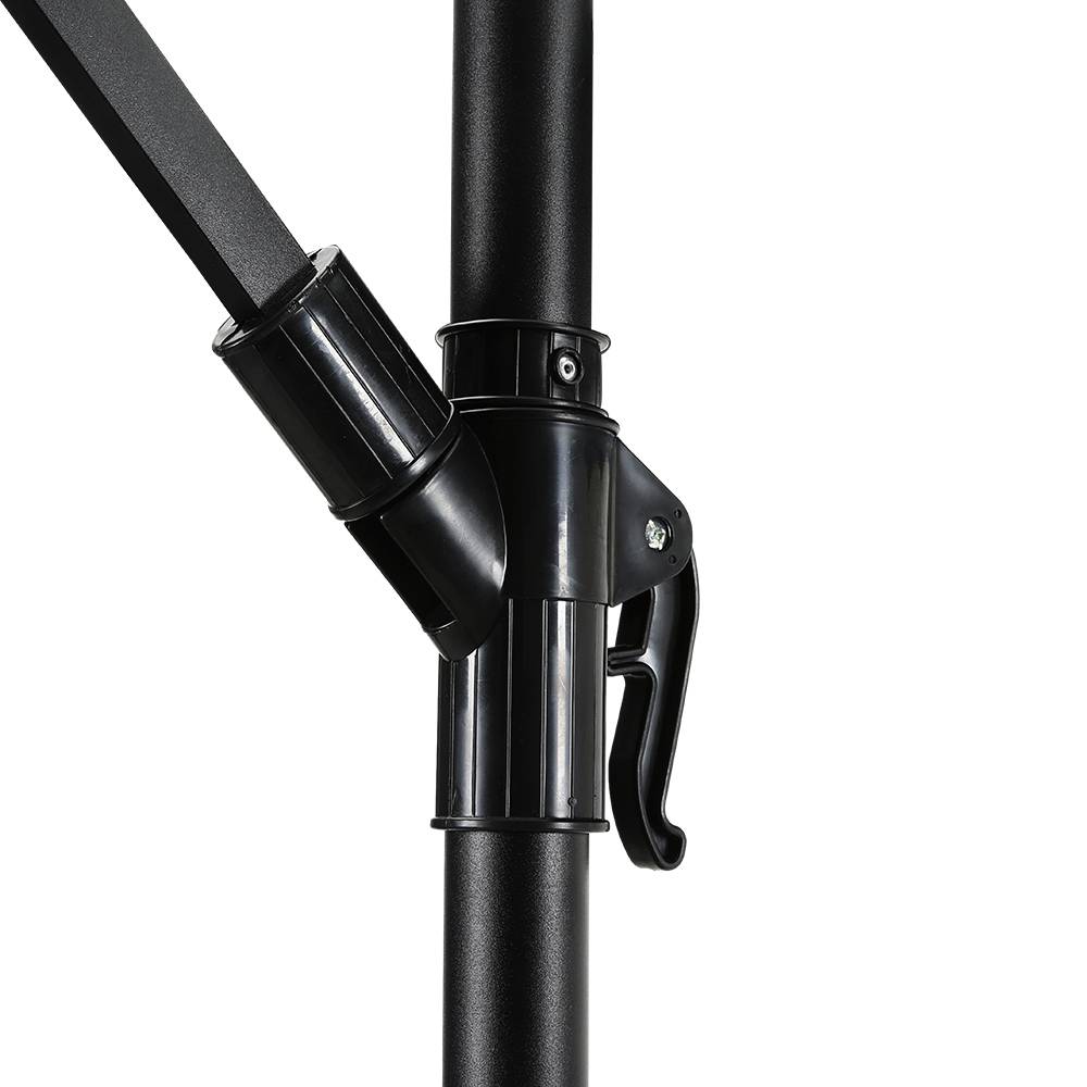 3m Double-top Cantilever Parasol,outdoor Parasol With 8 Led Tubes, Crank Lift With Cross Base