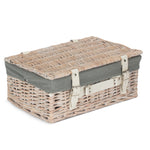Wicker 35cm White Wash Empty Picnic Basket | Gray