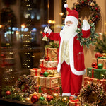 HOMCOM 5ft Life Size Christmas Singing Santa Claus With Bell And Wreath