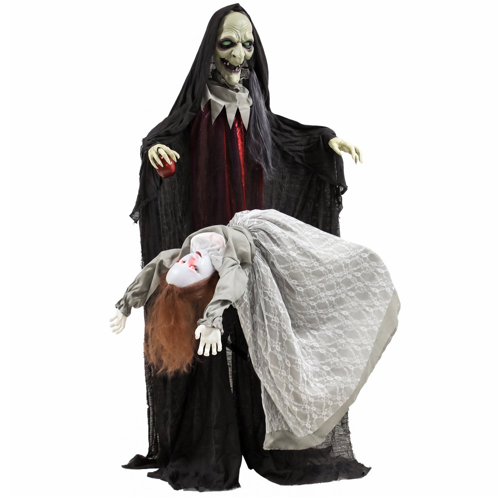 HOMCOM Halloween Animated Standing Witch With Floating Ghost Decoration