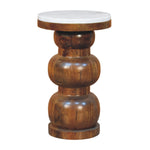 Marble Top Bulla Side Table, White and Brown | 8 | Brown