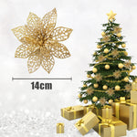 30 Pieces Artificial Christmas Tree Flowers Sequins Poinsettia Decoration Set