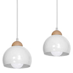 Dama White Pendant Light 3xe27 Hand Made Scandi Style Hanging Ceiling Lamp Enhanced By Natural Wood Detail