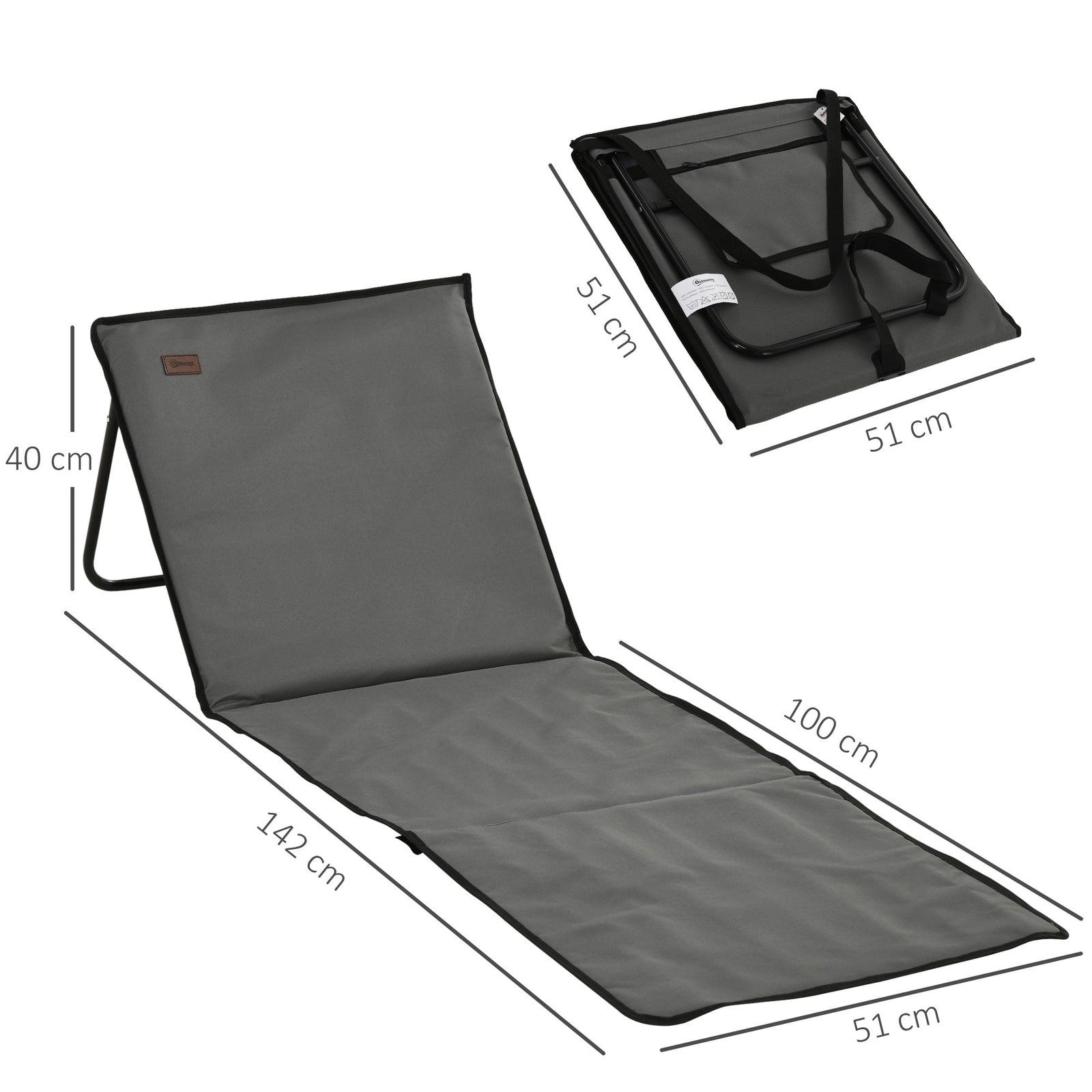 Garden Beach Chair Mat, Sun Lounger Seats With Adjustable | Grey