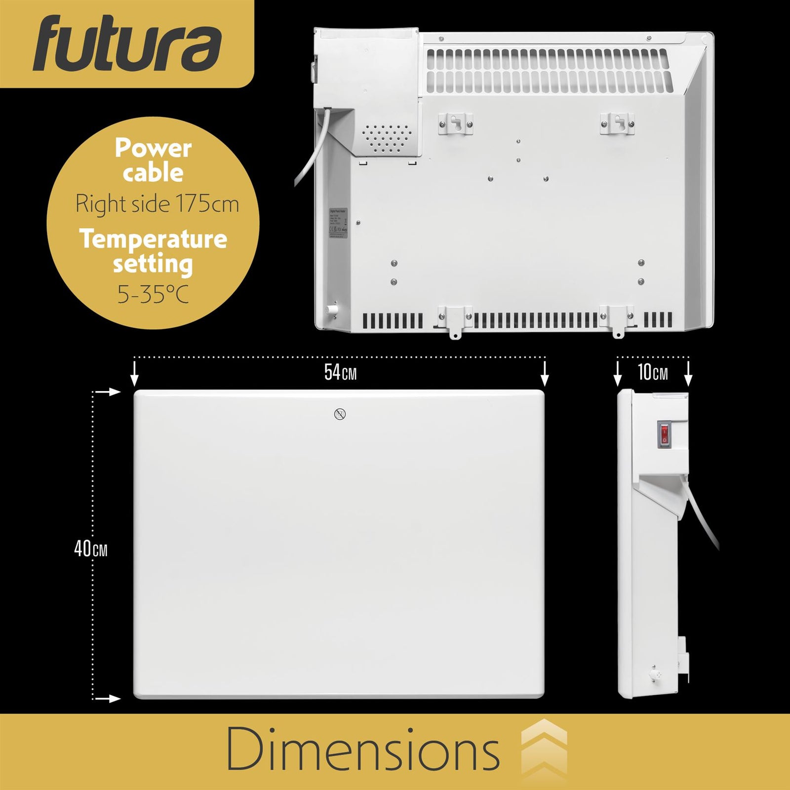 Electric Radiator Panel Heater Wall Mounted Or Floor Standing Bathroom Safe Timer And Thermostat Control | 1000w | White
