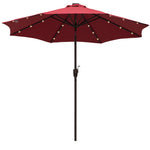 Parasol Patio Umbrella W/ Led Light Crank | Red