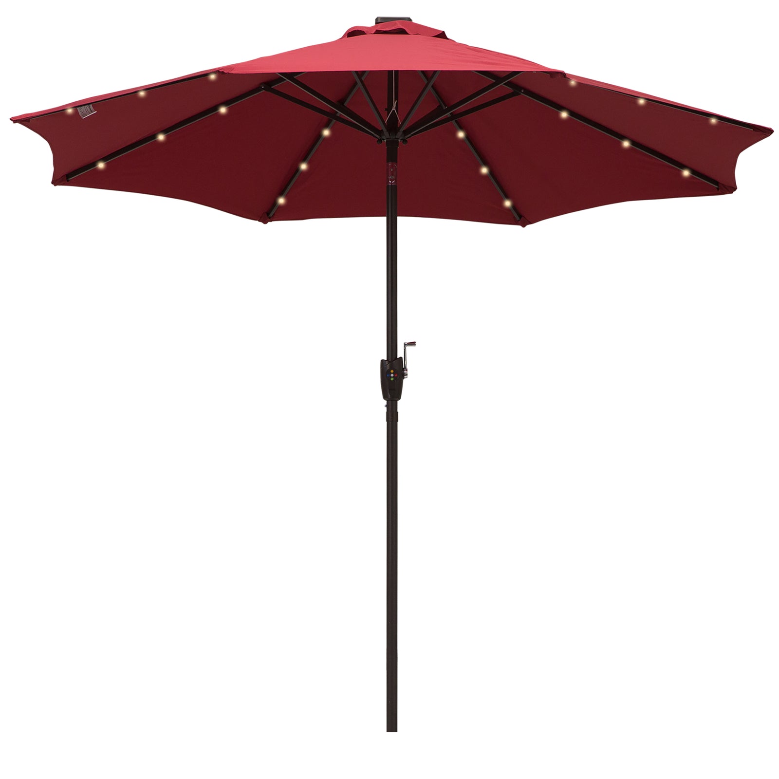 Parasol Patio Umbrella W/ Led Light Crank | Red