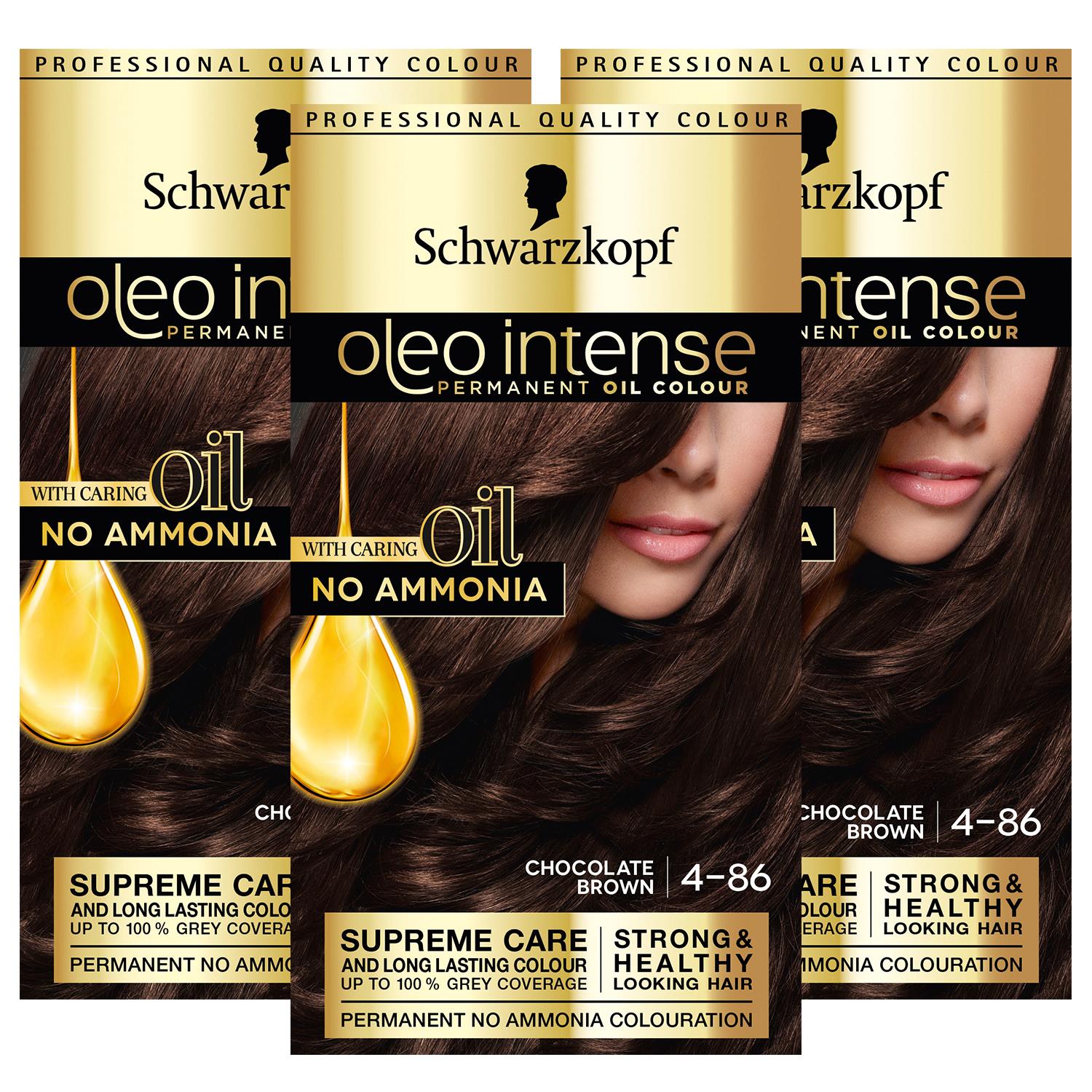 Oleo Intense 4-86 Ammonia Free Permanent Oil Chocolate Brown 3 Pack